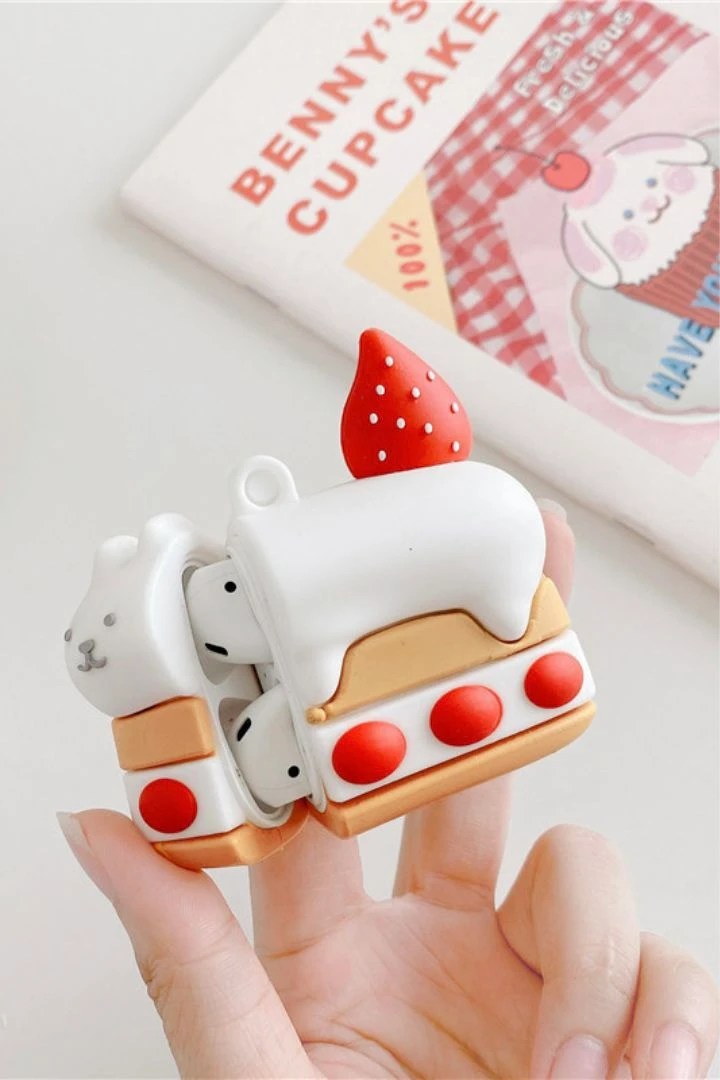 3D Kitten Cake AirPods 1 2 Pro Case Cover Cute Wireless Headphone Cases for Cartoon Earphone Covers Case Trending for Apple Earbuds Charging Box