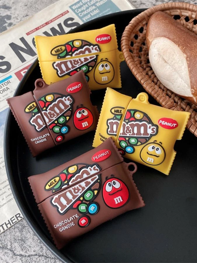 m&m’s AirPods 1 2 Pro Case Cover  Chocolate Cartoon Silicone Soft Snacks Earphone Trending for Apple Wireless Charging Cases Covers