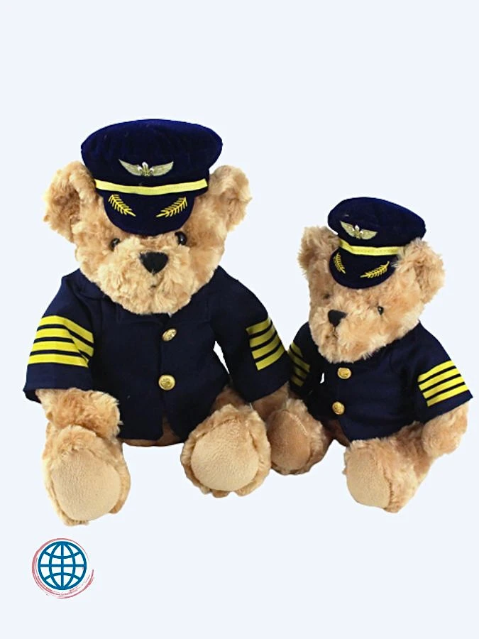 Pilot Teddy Bear Plush Doll 26-32cm Toy   Cute Captain Bears Kawaii Dolls Baby Soft Stuffed Birthday Gift Trending Kids Toys
