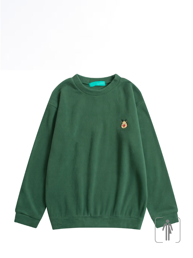 Loose Fit Sesame Street Sweatshirt  Unisex Anywear Mens Women’s Spring Reindeer Preppy Design Style Crewneck Round O-Neck Flannel Pullover Jumpers Tops Long Sleeve Cartoon Face Embroidery Ladies Sweatshirts for Man Woman Trending in Green