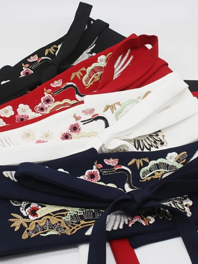 Embroidered Hanfu Belt  Women's China Decorative Dress Cummerbunds Corset Fabric Tie Belts Girdle Ladies With Skirt Tie Chinese Style for Woman In Black Blue Red White