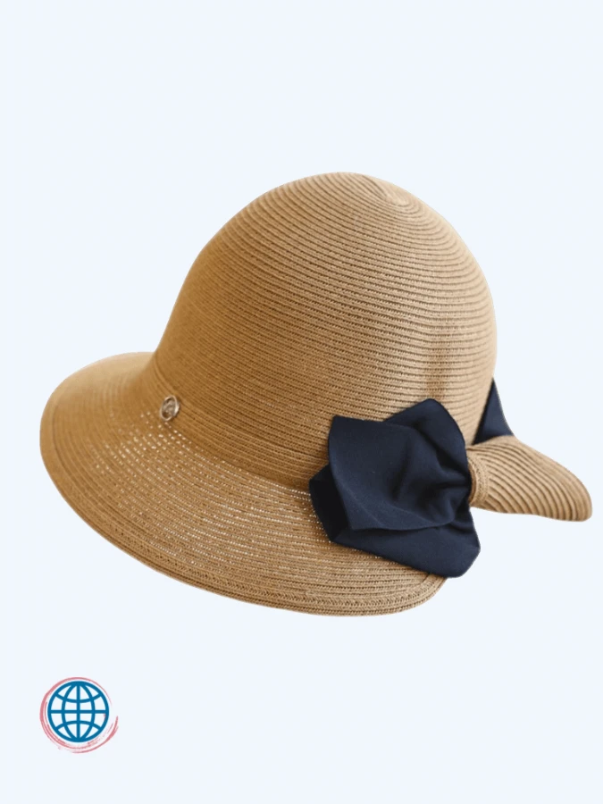 Japan Straw Hat with Bow Knot  Women's Spring Summer Japanese Style Casual Foldable Bucket Sun Hats Retro Elegant Fedoras Fashion Headwear for Woman Trending in Beige Khaki