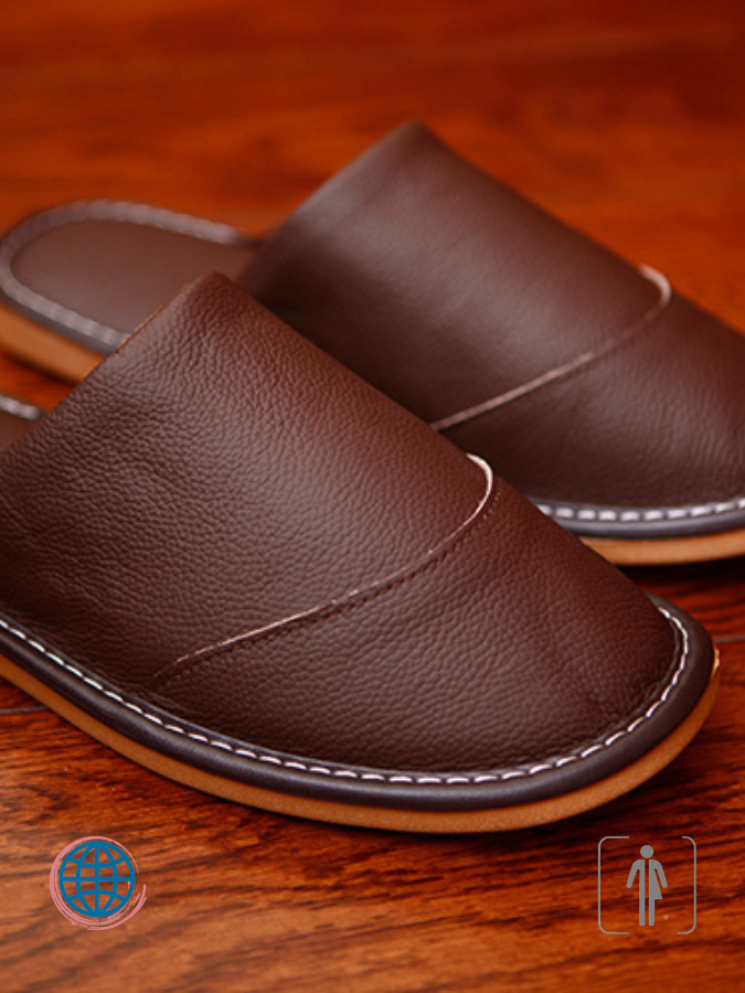 Leather Indoor Slippers   Unisex Anywear Mens Women's Genuine Sandals for Spring Autumn Soft and Comfortable Couple's Home Shoes Anti-Slip Men Casual Shoes Footwear for Man Woman Trending in Auburn