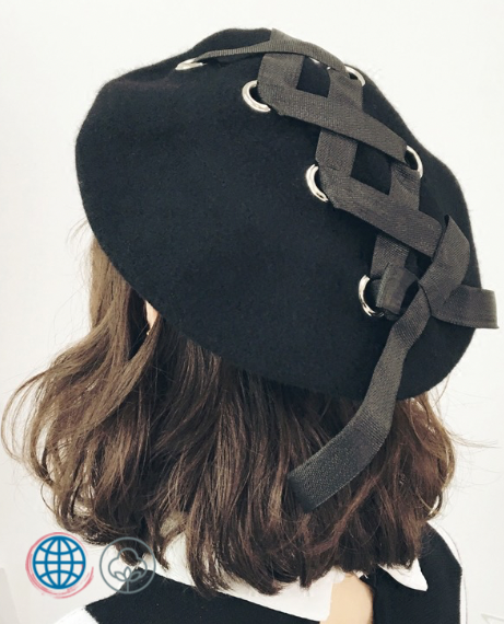 Ribboned Beret   Women’s Sweet Cute Winter Hat Ribbon Woolen Lolita Berets classical Soft Straps Cross Bow Headwear Hats Trending for Woman
