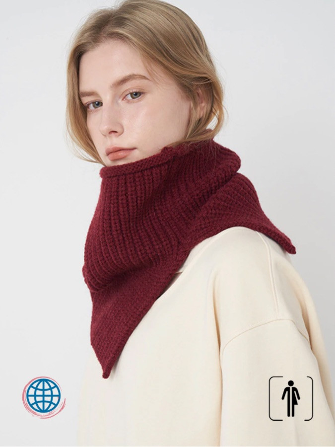Ribbed Neckband Bib Scarf   Unisex Anywear Mens Women’s Winter Rib Knitted Ring Scarfs Men Women’s Neck Collar Adult Split Outdoor Windproof Thicken Warm Neck Scarves Trending for Man Woman in Burgundy