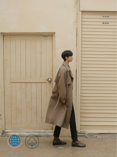 Double-Breasted Windbreaker Coat   Mens Autumn Korean Fashion Double Breasted Windbreaker Men's Middle Long Loose Handsome Korea Trench Coats with Belt Plus Size Trending for Man in Brown
