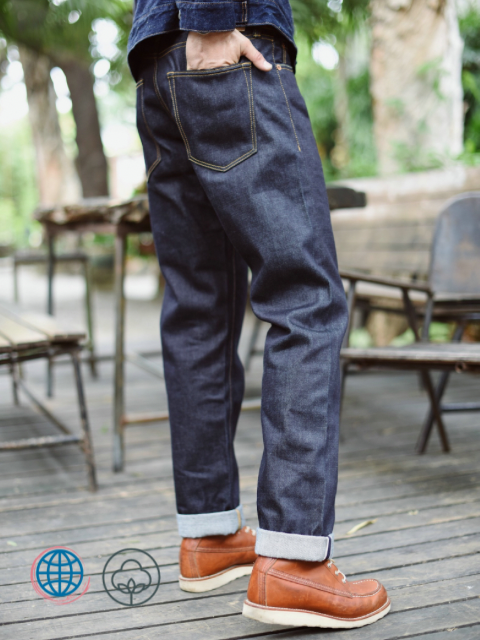 Straight Fit Jeans   Mens Mid Rise Waist Casual Selvedge Raw Denim Unwashed Dark Blue Indigo Straight Pants Trending for Man