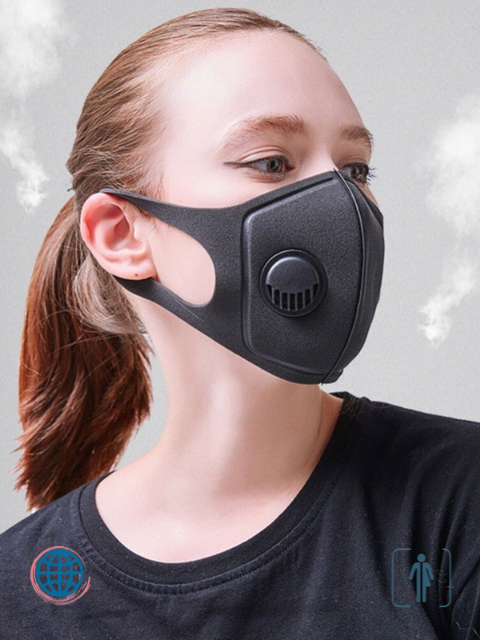 Respirator Face Mask   Unisex Anywear Mens Women’s Reusable Anti Dust Mouth Mask High Grade Protection Breath Valve Smoke Pollution Face Mask Adjustable Washable Trending for Man Woman in Black