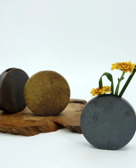 Round Ceramic Flower Vase  Small bottle floral arrangement Japanese flower garden tabletop decoration tea room Trending Japan vases