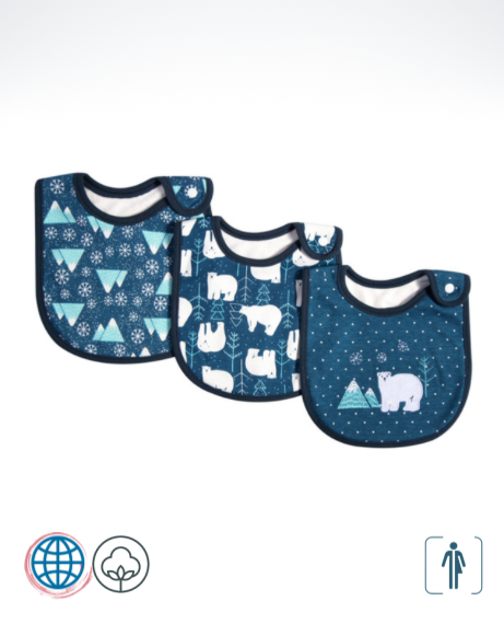 100% Cotton Bandana Bibs 3-Piece  3PCS Set Soft Cartoon Baby Bib for Boy Girl Newborn Toddler with Button Trending Baby Care Accessories