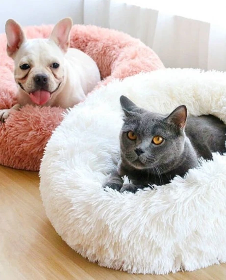 Plush Pet Bed  Warming Plush Dog Bed Cat House Soft Pet Nest Indoor Sleeping Bag Round Cat Cage Puppy Cave Beds Big Plus Sizes Trending for Large Dogs Cats