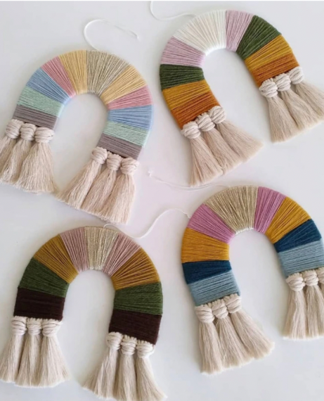 Macrame Hanging Decor  Handmade Rainbow Korean Nordic Scandinavia Scandinavian Home Nursery Wall Ornaments Christmas Wedding Children Kids Room Trending Norway Decoration
