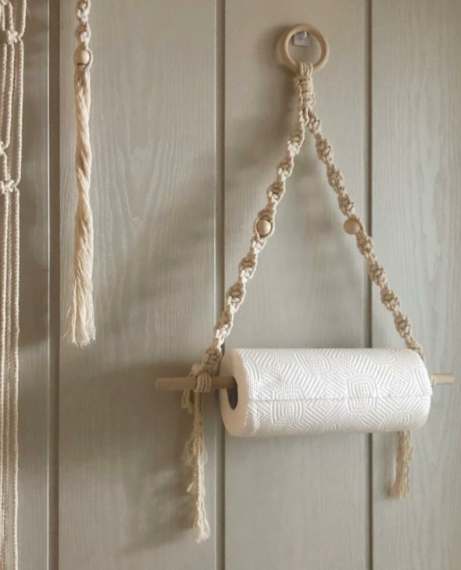 Rolling Tissue Rack   Handmade Kitchen Roll Organizer Simple Stuff Hanging Paper Napkin Storage Nordic Scandinavia Scandinavian Macrame Dining Room Trending Decoration Norway Racks