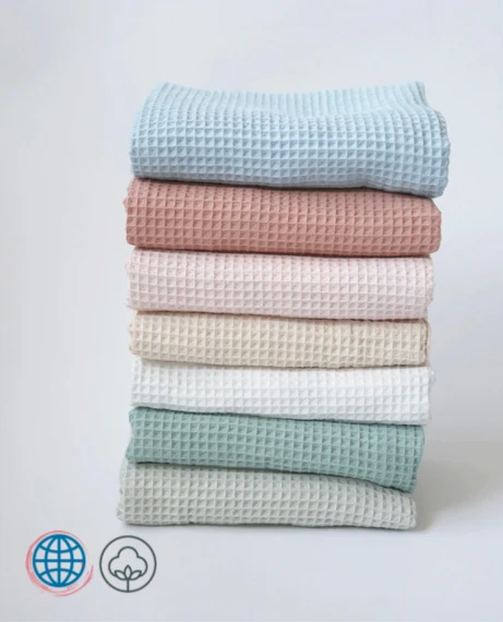 Waffle Cotton Blanket  Unisex Newborn Baby Swaddle Blankets Covers New Born Stroller Blanket Nursery Bedding Items Infant Nap Bed Cover in Trending Beige, Sky Blue, Green, Pea Green, Light Pink, Mauve, White