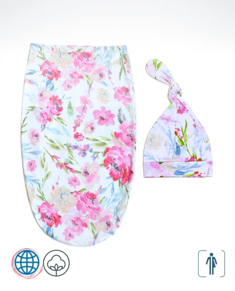 Baby Envelope Swaddle Wrap Set Unisex Newborn Cocoon Rainbow Baby Blanket Set Cotton Swaddling Bag Sleep Sack Bedding Swaddles in Trending Floral Flowers