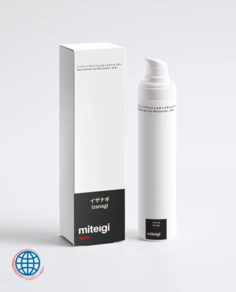 Niacinamide Gel Moisturizer 50ml Izanagi with Ginkgo Leaf Extract and Algin, enriched 5% Niacinamide a form of vitamin B3, helps skin retain moisture, appear smoother and reduce the look of uneven skin tone and pigmented spots with floral bloom aroma trending skincare by miteigi