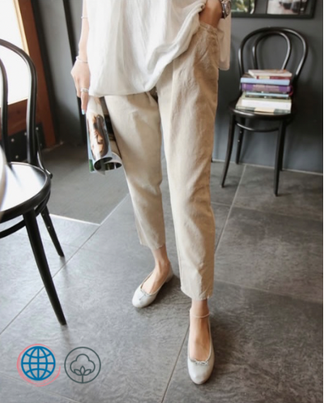 Maternity Full Panel High-Rise Denim Pants in Cotton-Linen Women’s Pregnant Cotton and Linen Belly Summer High Rise Waist Wide-legged Casual Long Trousers for Woman in trending Khaki Beige