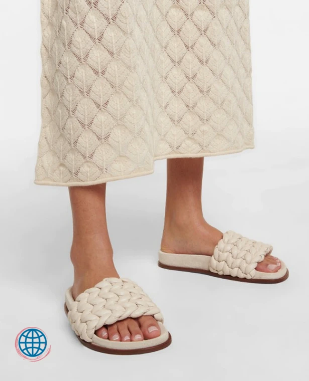Leather Flat Sandals   Women’s Bohemia Summer Getaway Holiday Vacation Boho Beachwear Slides Bottom Woven Outside Wear Ins Trendy Casual Flip Flops Footwear for Bohemian Woman in trending Cream-White