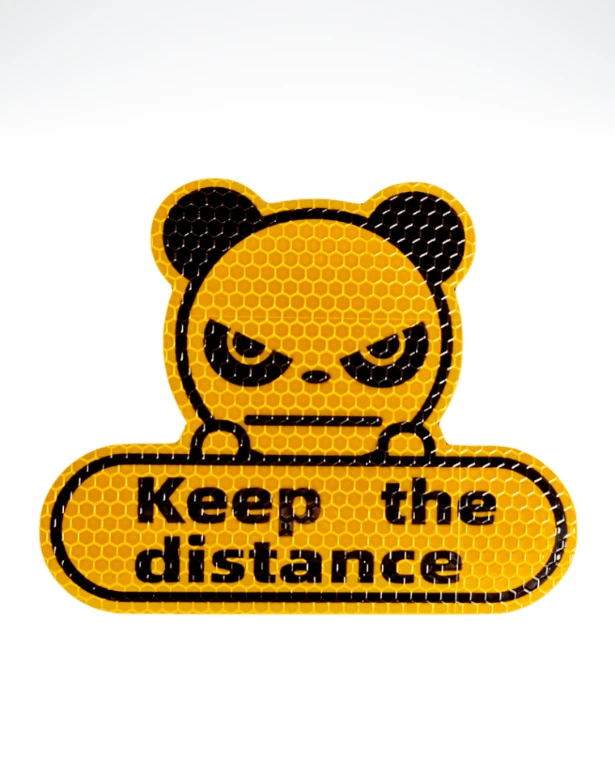 Angry Panda Reflective Sticker    Creative Keep The Distance Car Window Decal Body Decals Decoration Stickers trending in Yellow