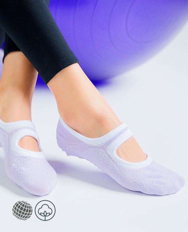 Candy Color Cotton Yoga Socks   Women’s Breathable Backless Anti-Slip Pilates Ankle Women Dance Training Fitness Sports Footwear for trending Woman in Lilac