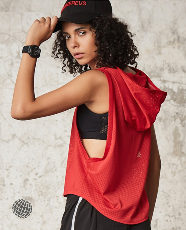 MiteigiYūki Sleeveless Hoodies T-Shirt  Summer Women’s Sport Fitness Top Loose Mesh Breathable Yoga Shirt Sportswear Activewear Running Hooded Tank Top Girl Gym Workout Pullover Hooded T-Shirts Sports Tops for trending Woman in Red