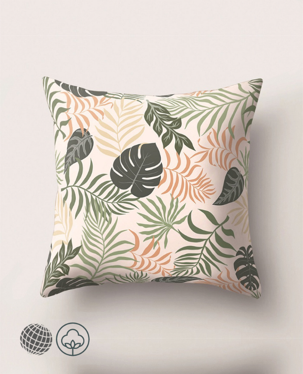 Tropical Plants Pillowcase  Decorative Pillowcases Cover Flamingo Cotton Linen Trending Pillow Case Flowers Covers in Ferns Leaf