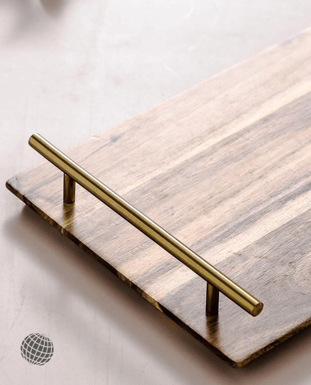 Acacia Wood Serving Tray  Rectangular Trays Platter for Shousi Suchi Fruit Steak Pizza Hotel Plate with Handle Trending Wooden Dinnerware Plates