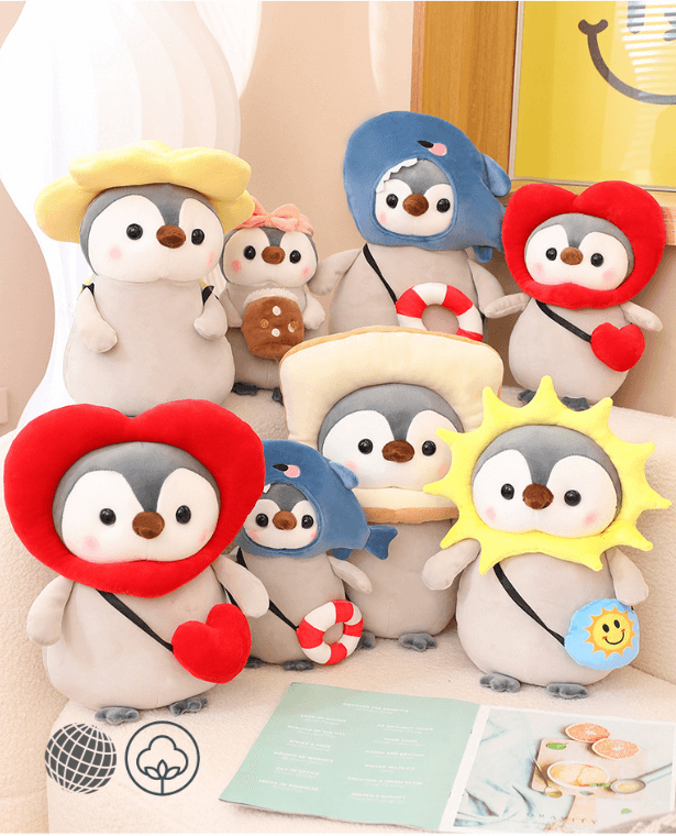 Penguin Plush Doll   25-45cm Cute Anime Toys Lovely Penguins Turn To Flower Dolls Gift Soft Stuffed Bread Peach Pillow Baby Girls Trending Gifts