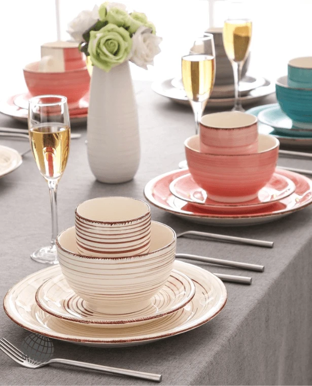 Porcelain Dinner Set  16/32/48-Pieces 4-Color Ceramic Tableware with Dinner Plate, Dessert Plate, Bowl, Mug Trending Dinnerware Sets