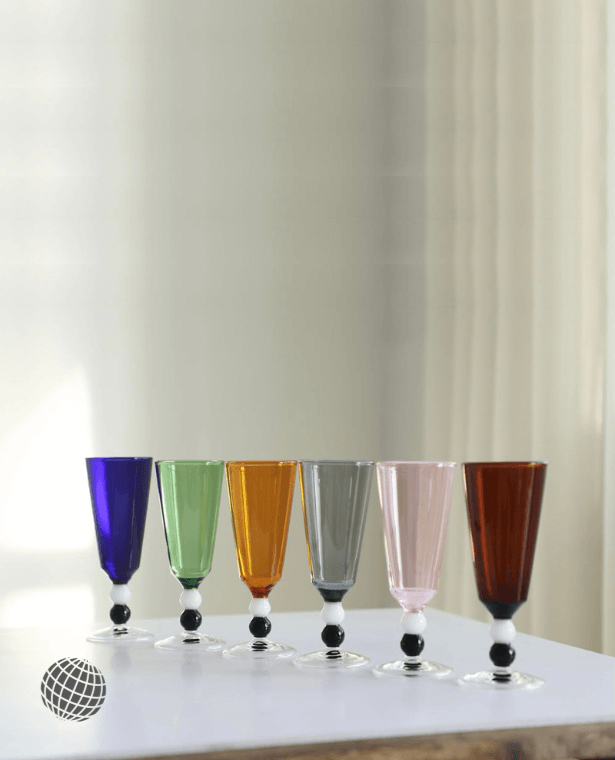 Color Match Champagne Flute Multicolor Colors Matching Goblet Heat-Resistant Glass Cup Double Bead High Borosilicate Glasses Cups Goblets Multicolour Glassware in trending Amber brown, Blue, Gray, Green, Transparent, Yellow