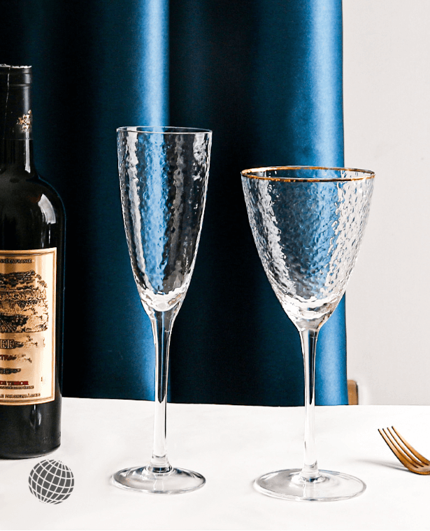 Nordic Crystal Glass   Golden Side Wine Creative Glasses for Champagne Transparent Personalized Hammered Goblet Home Barware Glassware Norway Scandinavia Scandinavian Norwegian Trending Goblets Drinkware