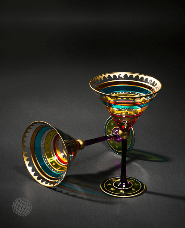 Hand Painted Cocktail Goblet  Nordic Glass Cup Home Lead-free Creative Colored Glasses Wine Goblets Party Beautiful Bar Cups Barware Gift Goblets Drinkware Glassware Norway Scandinavia Scandinavian Norwegian Bohemia Boho Bohemian Gifts in trending Colorful Multicolored Striped, Zebra, Egyptian, Pharaoh, Fruits, Psychic, Egypt