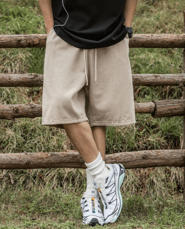 Casual Mid Rise Shorts Men's Summer Work Plus Size Mens Retro Ribbon Design Solid Elastic Mid-Rise Waist Short Pants for Man in trending Newport Rhode Island Khaki beige