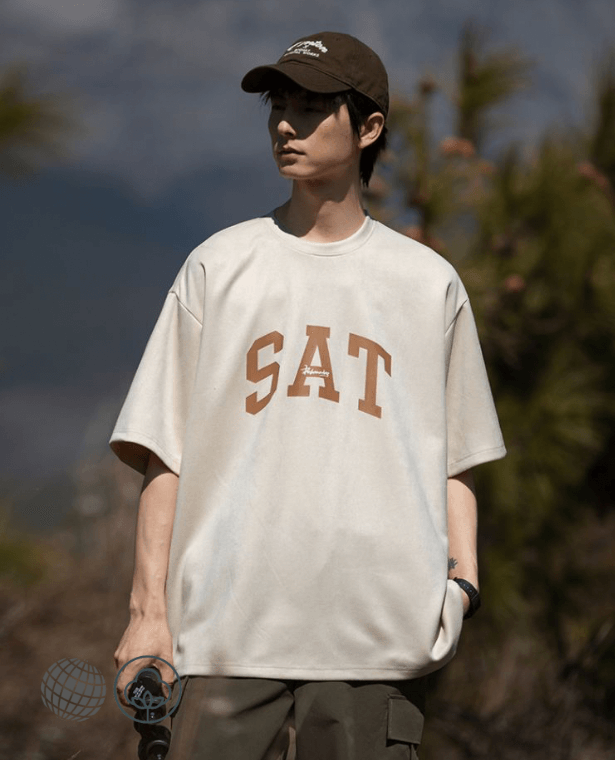 Heavy Duty Crewneck T-Shirt  Men's Women’s Unisex Anywear Summer 280G Round o-neck Suede Hip Hop Loose Fit Short Sleeves Plus Size SAT Letter Print T-shirts Tops Tees for Man Woman in trending Beige