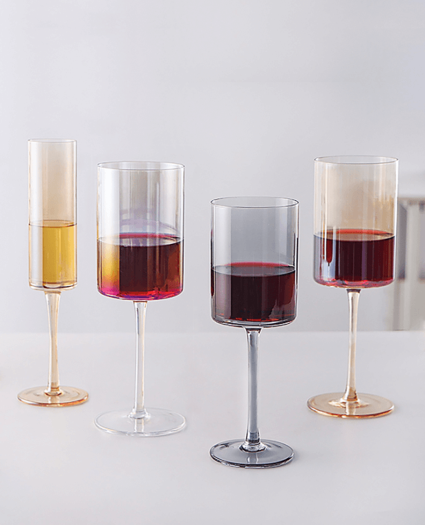 French Straight Glass Goblets   Champagne Wine Clear Phnom Penh Rainbow Amber Grey Electroplated Stemware Glasses Home Drinkware Set Trending Barware Glassware Sets