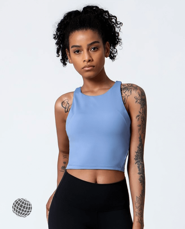 MiteigiYūki Crewneck Brami  Women’s High Quality Tight Sport Yoga Bra Vest Running Tops Fitness Gym Activewear Plus Size Exercise Crop Tank Sports Top for Woman in trending Indigo Blue