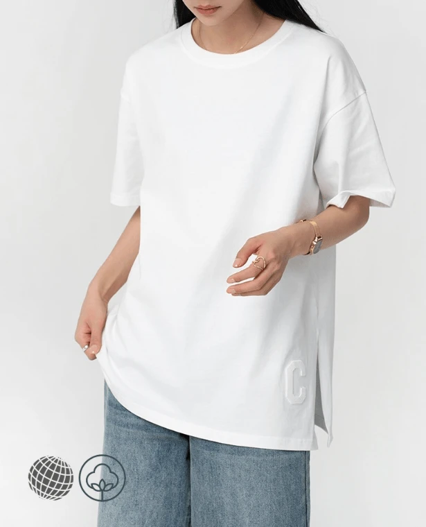 Oversized Crewneck Boyfriend T-Shirt   Unisex Anywear Women’s Mens Summer 100% Cotton Round Neck Loose Casual Basic Embroidery Tee Boatneck Embroidered Letter C Tops Large Plus Size T-Shirts Tees for Woman Man in trending White