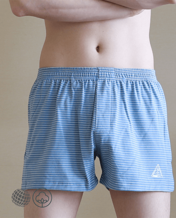 Low-Rise Striped Boxer Shorts  Mens Sexy Smooth Pouch Low Rise Underwear Breathable Bikini Underpants U Convex Pouch Plus Size Boxershorts for Man in trending Light Blue