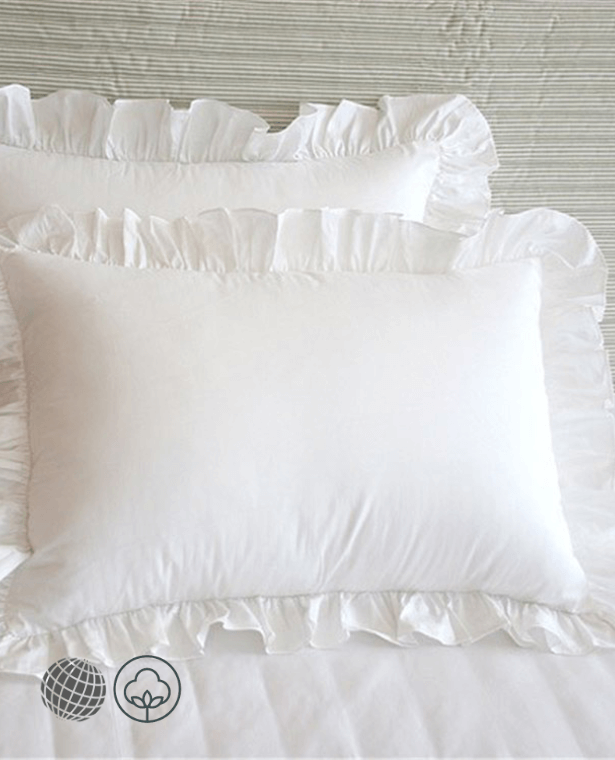 Ruffled Pillowcase Sham 1-Piece Princess European Pillow Cover Protector Bedding Cotton Llinen Solid White Ruffle Pillow 48*74cm trending Pillows Covers
