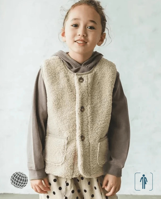 Kids Sherpa Vest  Unisex Children's Fleece Buttons Coats With Pockets Winter Boys And Girls Casual Warm Sleeveless Jackets Coat in trending Apricot