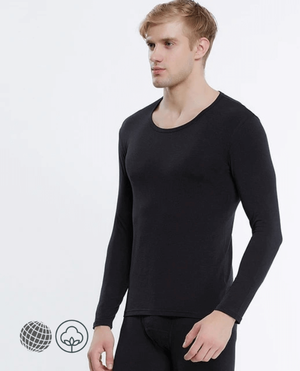 Cotton Loungewear PJ Set black  Men’s Lycra Fabric Winter PJs Sleepwear Pajamas Clothes Mens Underwear Pants Suit Men Warm Thermal Long Johns Pajama Sleep Wear for trending Man