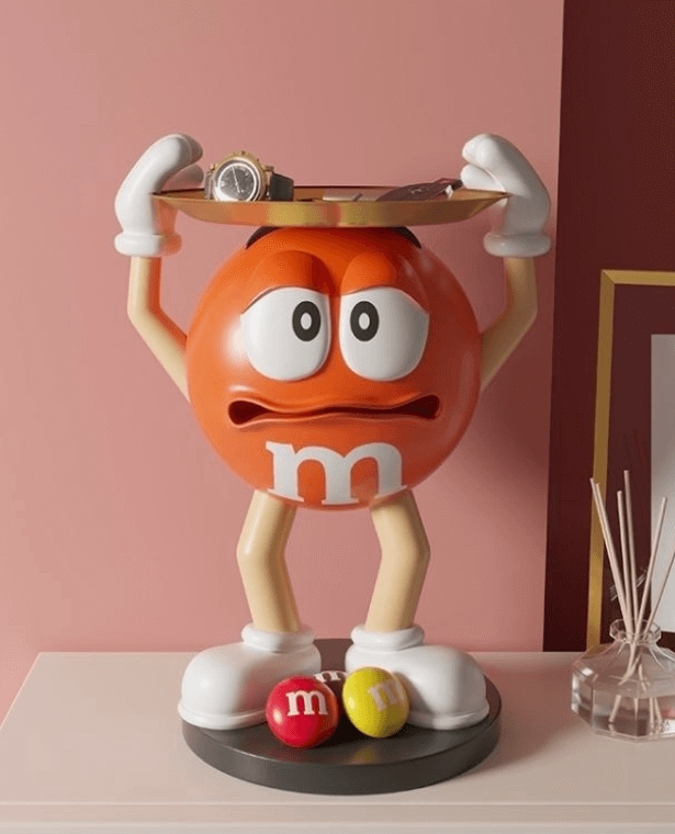M&Ms Fun Bean Statue with Storage Tray   Light Luxury m&m's Figurine Key Kawaii Room Decor Chocolate Beans Living Room Sundries Organizers Figurine Trending Decorative Ornaments