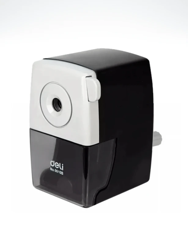 Rotary Pencil Sharpener DELI Pencil Cutter Machine Office Stationery School Hand Crank Pencil Sharpeners in black white
