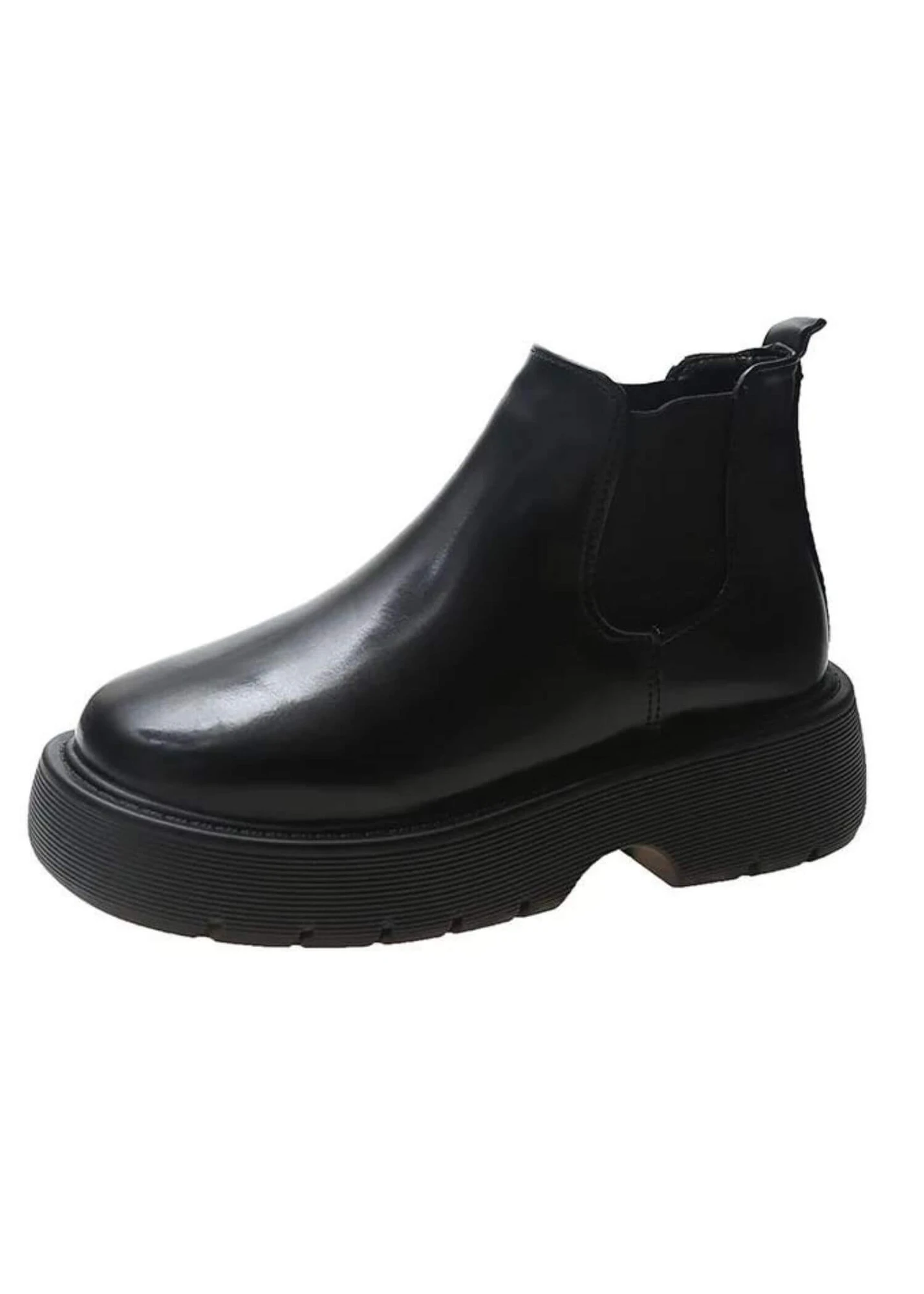 Chelsea Ankle Boots black  Women’s Vegan Shoes Autumn Womens Designer Faux PU Leather Slip-on Platform Short Boot Footwear for trending Woman
