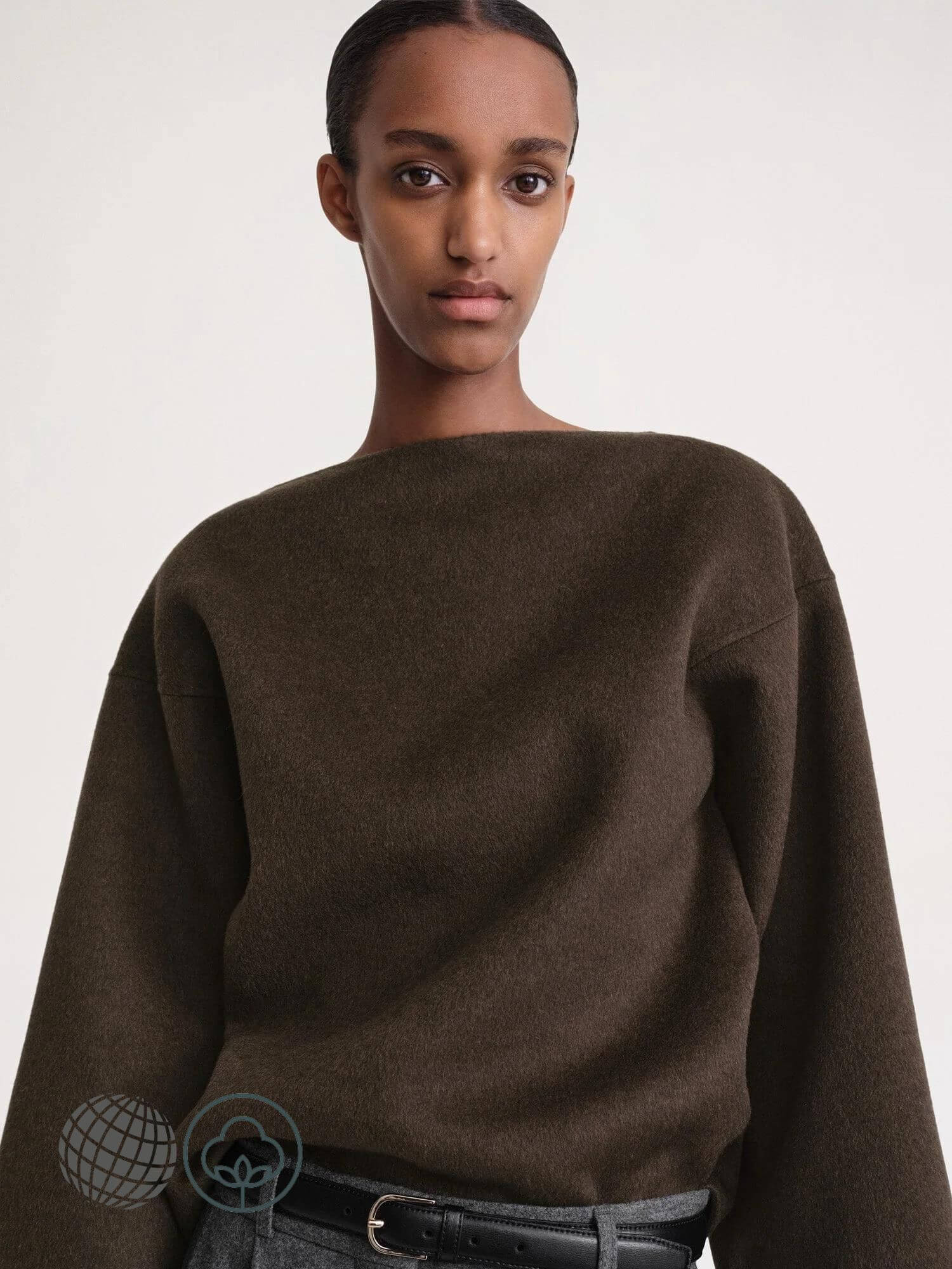 Nordic Wool Sweater  Women's Autumn Winter Spring Minimalist Style Top High Quality Woolen Woven womens Slashneck Sweaters Workwear Tops for woman in trending auburn brown Norway Scandinavia Scandinavian Norwegian fashion