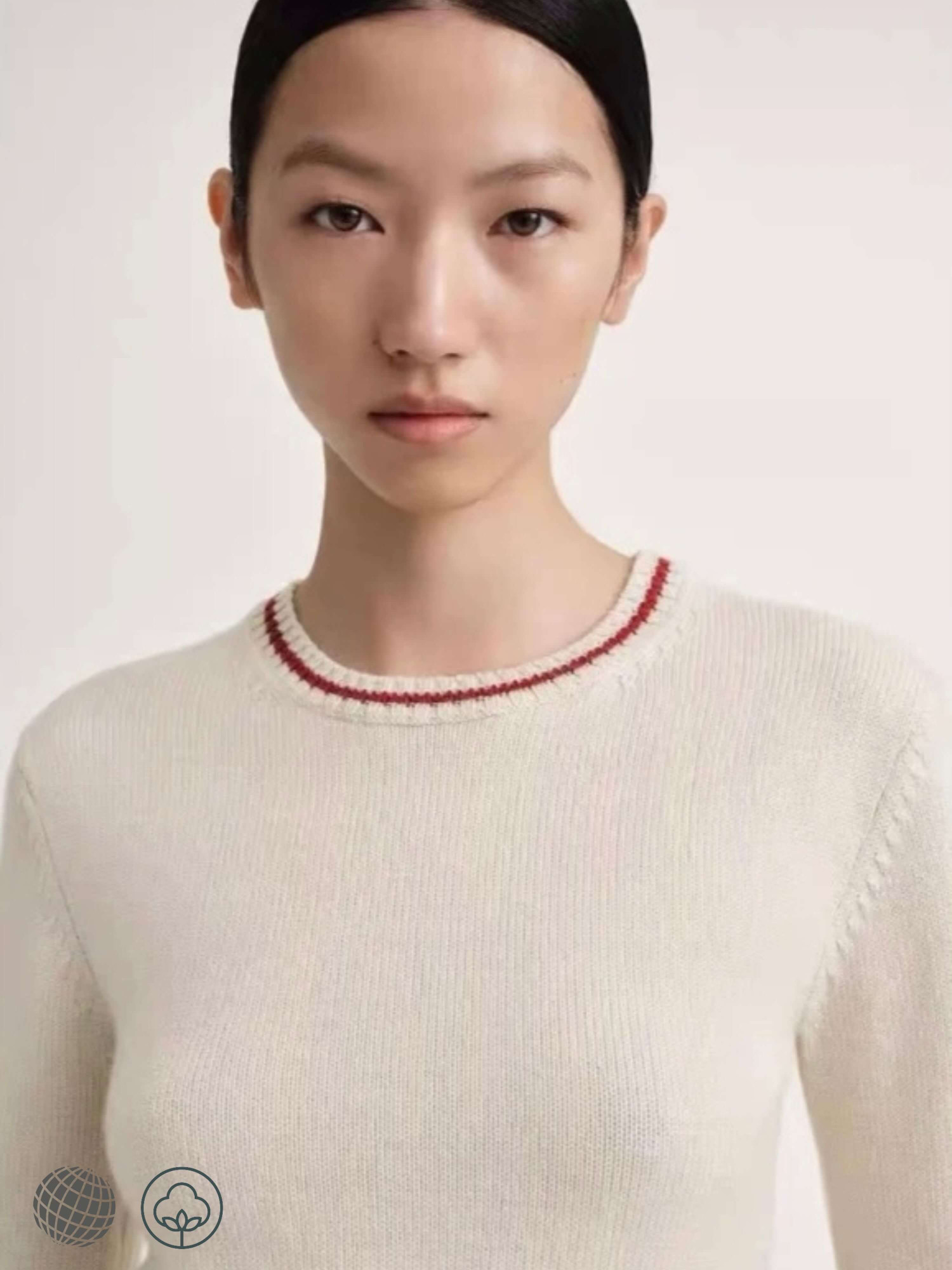 Crewneck Wool Knit Sweater    Women's Nordic minority TOTE commuting workwear casual slim round o-neck long-sleeves ribbed wool womens spring petite size sweaters for trending woman in beige white Norway Scandinavia Scandinavian Norwegian fashion