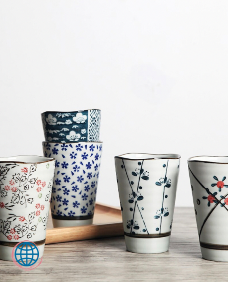 Handmade Sake Cup Set 5-Piece Unique Japanese Antiquity Style Ceramic Handmade Cups Porcelain Durable Breakfast Mug Special Gift for Friends Trending