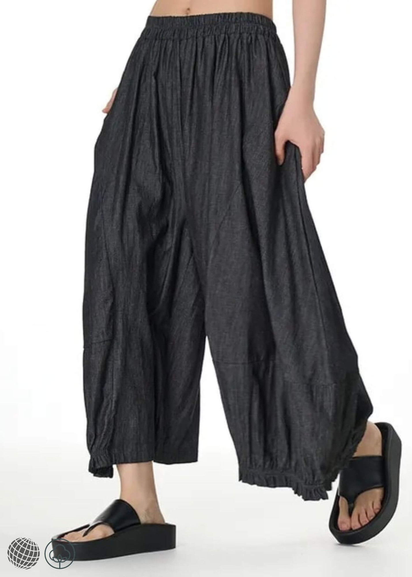 Japanese Pants black  Women’s casual wide-leg Japan and South Korea spring summer relaxed thin casual womens nine-minute mid rise waist pleated trousers for trending woman Japan and South Korean fashion season