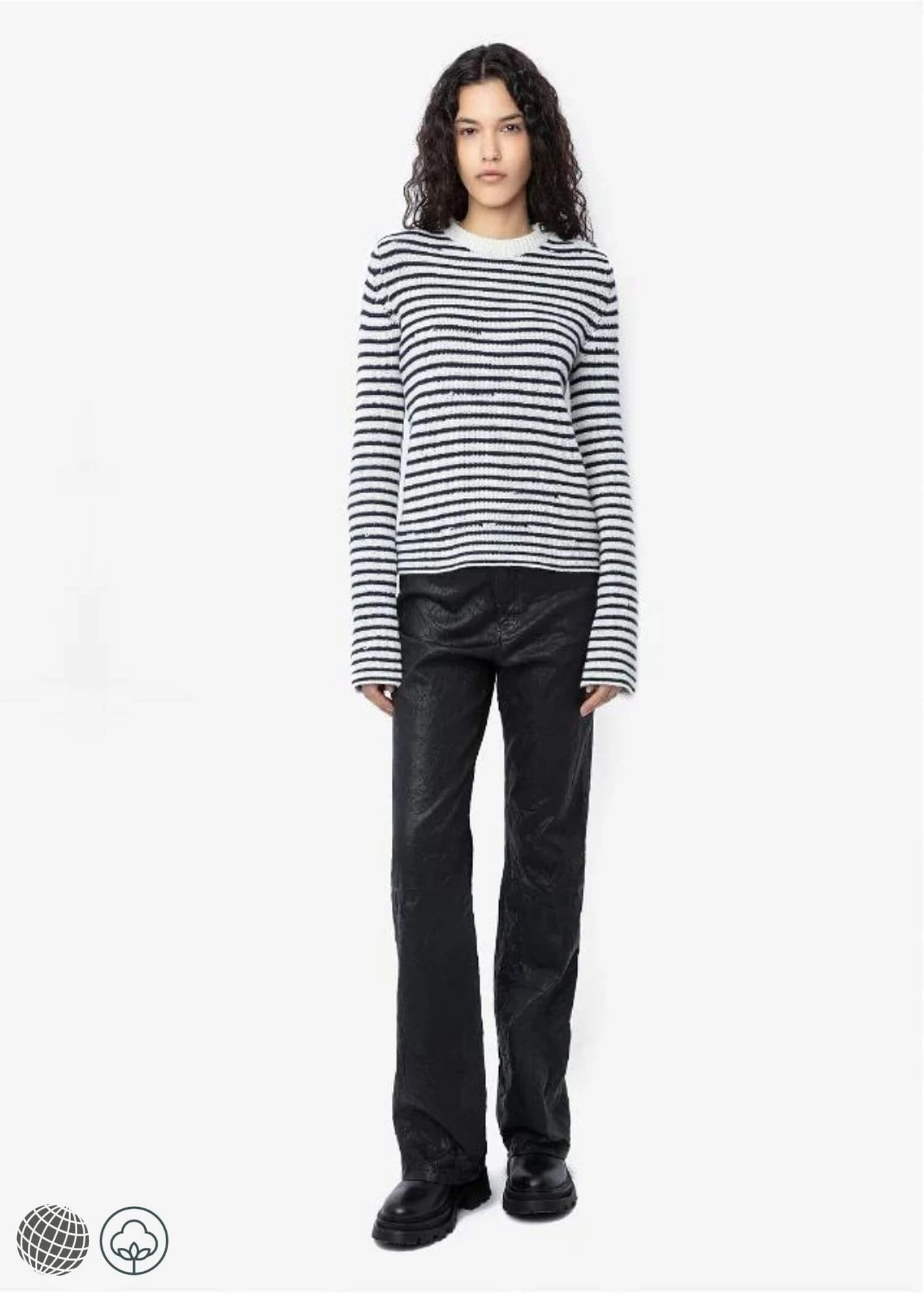 Striped Cashmere Sweater Women's French look Round crewneck o-neck crochet knitted Tops Niche Striped Slim-fit Button 100 Cashmere Sweaters for Woman in blue and white striped Winter Spring womens fashion season