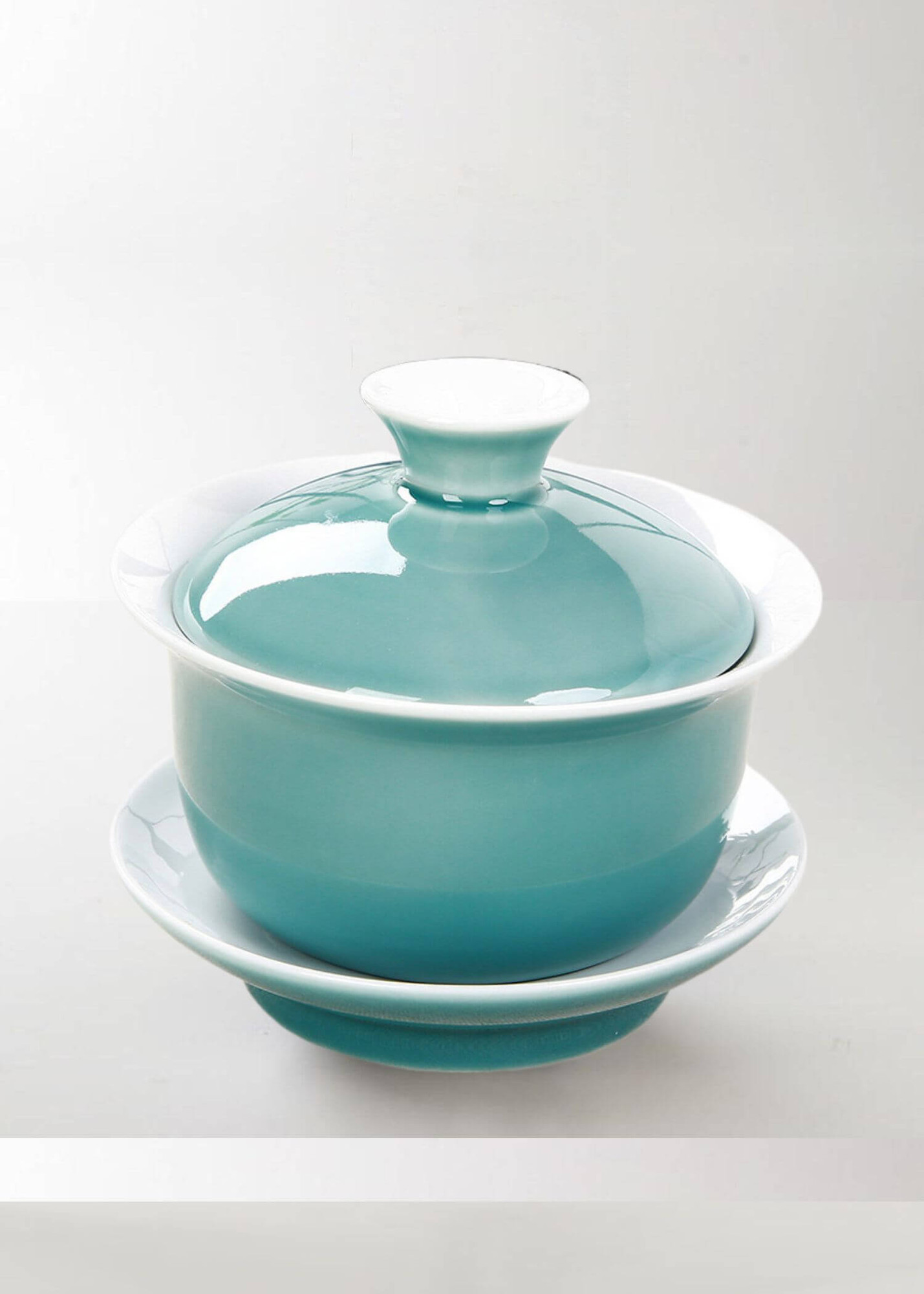 Bone China Porcelain Gaiwan Tureen  Indigo Glaze Ceramic Tea Cup Light green Tibetan Bowl Soup With Lid Bowl Lotus Hand Drawing Shen Puer Gai Wan Cups sets